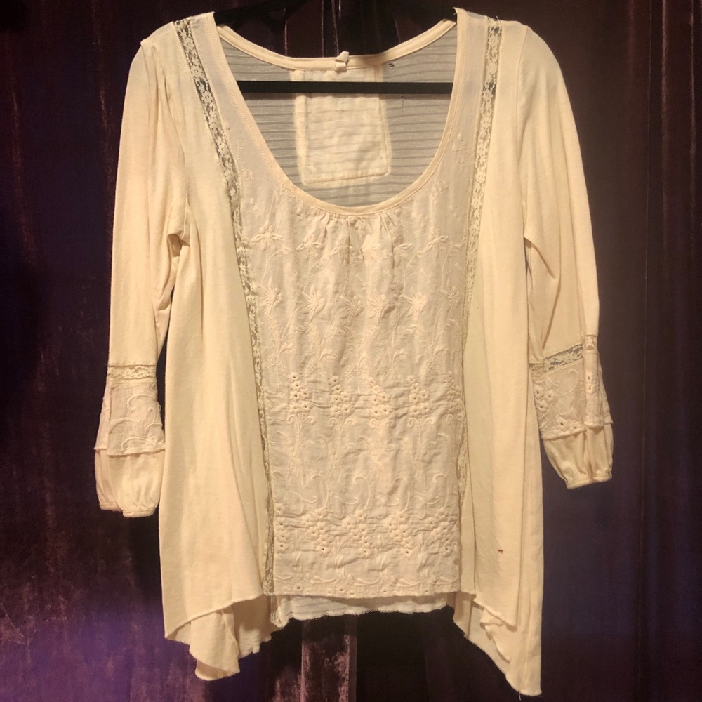 Anthropologie cream prairie blouse medium
